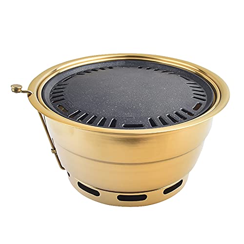 Tragbarer BBQ-Grill, Edelstahl-Holzkohlegrill Smoker Grill mit Deckel und Carbon-Box 34x17cm for 6-10 Personen(B) von WEITINGKKK