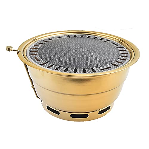Tragbarer BBQ-Grill, Edelstahl-Holzkohlegrill Smoker Grill mit Deckel und Carbon-Box 34x17cm for 6-10 Personen(F) von WEITINGKKK