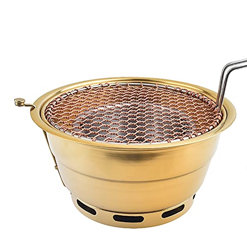 Tragbarer BBQ-Grill, Edelstahl-Holzkohlegrill Smoker Grill mit Deckel und Carbon-Box 34x17cm for 6-10 Personen(G) von WEITINGKKK