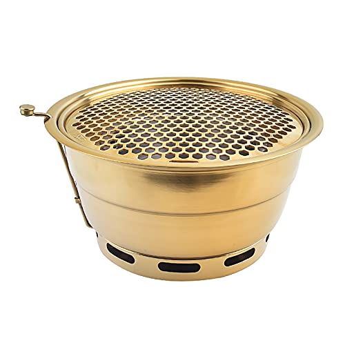 Tragbarer BBQ-Grill, Edelstahl-Holzkohlegrill Smoker Grill mit Deckel und Carbon-Box 34x17cm for 6-10 Personen(I) von WEITINGKKK