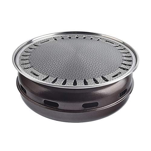Tragbarer BBQ-Grill, Koreanischer rauchfreier Holzkohlegrill, verzinktes Blech, Maifan-Stein, 34,5 x 13 cm, for 6–8 Personen, mehrfarbig(F) von WEITINGKKK