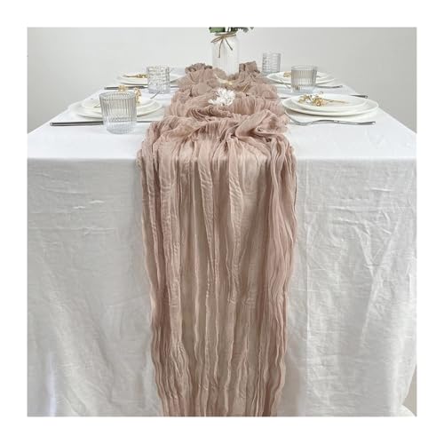 WEITINGKKK Cheesecloth Tischläufer, Gaze-Tischdecke, 4er-Pack, mehrere Größen, Mehrfarbig, Polyester(Camel,90X400cm) von WEITINGKKK