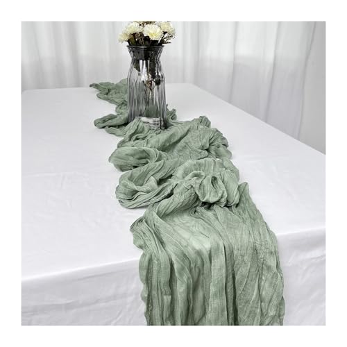 WEITINGKKK Cheesecloth Tischläufer, Gaze-Tischdecke, 4er-Pack, mehrere Größen, Mehrfarbig, Polyester(Green,90X340cm) von WEITINGKKK
