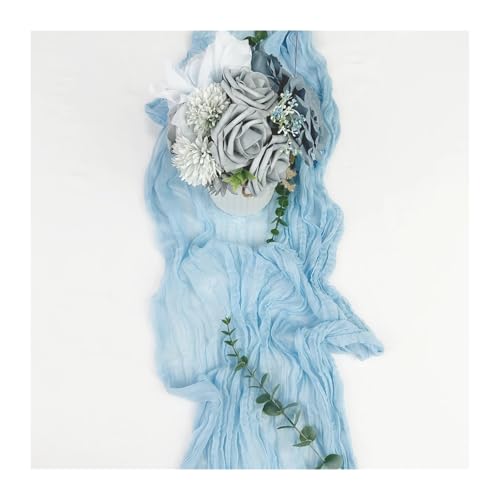 WEITINGKKK Cheesecloth Tischläufer, Gaze-Tischdecke, 4er-Pack, mehrere Größen, Mehrfarbig, Polyester(Light Blue,90X180cm) von WEITINGKKK