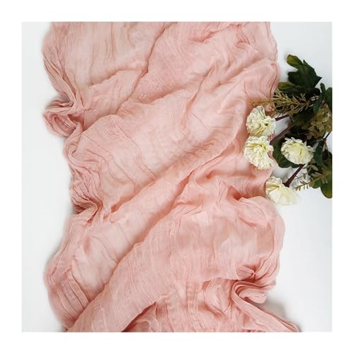 WEITINGKKK Cheesecloth Tischläufer, Gaze-Tischdecke, 4er-Pack, mehrere Größen, Mehrfarbig, Polyester(Orange Pink,90X180cm) von WEITINGKKK