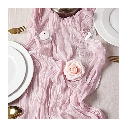 WEITINGKKK Cheesecloth Tischläufer, Gaze-Tischdecke, 4er-Pack, mehrere Größen, Mehrfarbig, Polyester(Pink,90X180cm) von WEITINGKKK