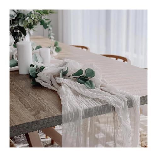 WEITINGKKK Cheesecloth Tischläufer, Gaze-Tischdecke, 4er-Pack, mehrere Größen, Mehrfarbig, Polyester(White,90X180cm) von WEITINGKKK