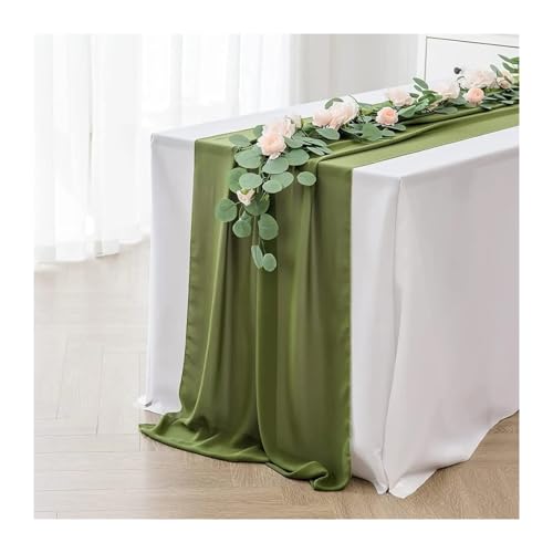 WEITINGKKK Cheesecloth Tischläufer, Gaze-Tischdecke 2er-Pack Mehrfarbig 70x300cm(Green) von WEITINGKKK