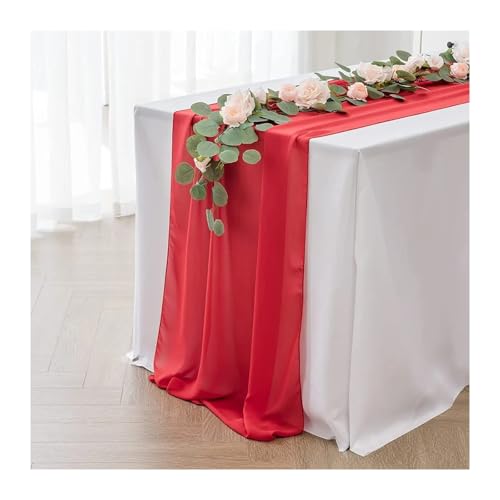 WEITINGKKK Cheesecloth Tischläufer, Gaze-Tischdecke 2er-Pack Mehrfarbig 70x300cm(Red) von WEITINGKKK