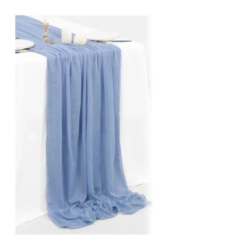 WEITINGKKK Cheesecloth Tischläufer, Gaze-Tischdecke 2er-Pack Mehrfarbig 80x(300-400) cm(Blue,80X400CM) von WEITINGKKK