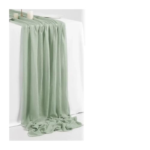 WEITINGKKK Cheesecloth Tischläufer, Gaze-Tischdecke 2er-Pack Mehrfarbig 80x(300-400) cm(Green,80X400CM) von WEITINGKKK
