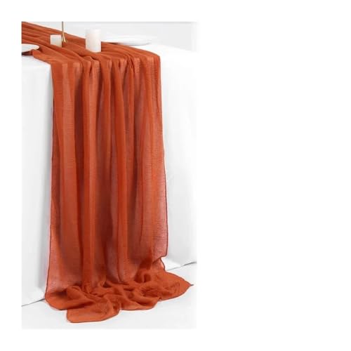 WEITINGKKK Cheesecloth Tischläufer, Gaze-Tischdecke 2er-Pack Mehrfarbig 80x(300-400) cm(Orange,80X300CM) von WEITINGKKK