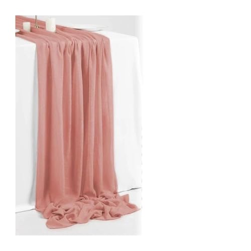 WEITINGKKK Cheesecloth Tischläufer, Gaze-Tischdecke 2er-Pack Mehrfarbig 80x(300-400) cm(Pink,80X400CM) von WEITINGKKK