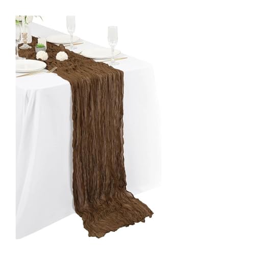 WEITINGKKK Cheesecloth Tischläufer, Gaze-Tischdecke 3-teilig Mehrfarbig(Coffee) von WEITINGKKK