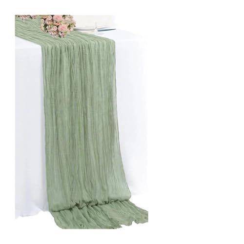 WEITINGKKK Cheesecloth Tischläufer, Gaze-Tischdecke 3-teilig Mehrfarbig(Green) von WEITINGKKK
