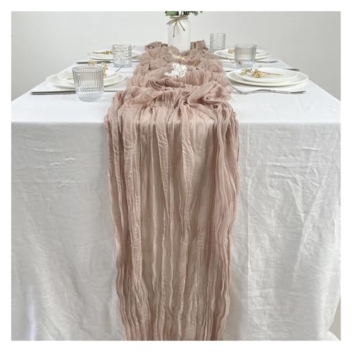 WEITINGKKK Cheesecloth Tischläufer, Gaze-Tischdecke 3er-Pack Mehrfarbig 40x275cm(Camel) von WEITINGKKK