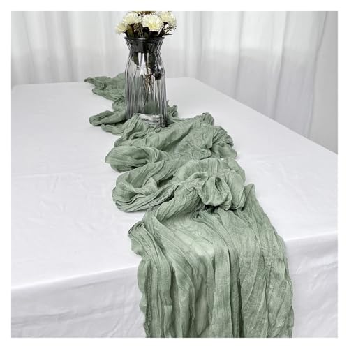 WEITINGKKK Cheesecloth Tischläufer, Gaze-Tischdecke 3er-Pack Mehrfarbig 40x275cm(Green) von WEITINGKKK