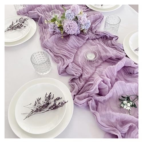 WEITINGKKK Cheesecloth Tischläufer, Gaze-Tischdecke 3er-Pack Mehrfarbig 40x275cm(Purple) von WEITINGKKK
