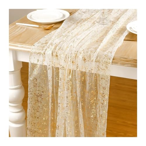 WEITINGKKK Cheesecloth Tischläufer, Gaze Tischdecke Läufer 2er Pack Gold 70x400 cm WEITINGKKK Cheesecloth Tischläufer, Gaze Tischdecke Läufer 2er Pack Gold 70x400 cm von WEITINGKKK