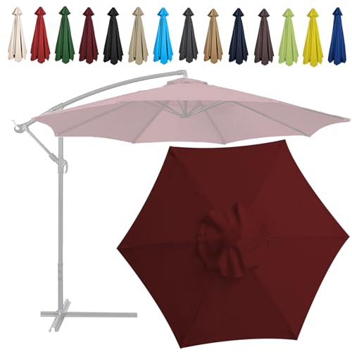 WEITINGKKK Ersetzen Sie den Sonnenschirm, Ersatz-Freiarm-Sonnenschirmdach, Mehrfarbig, 6 oder 8 Rippen, 2 m, 2,7 m, 3 m(Burgundy,6 Ribs-2.7m(8.8ft)) von WEITINGKKK