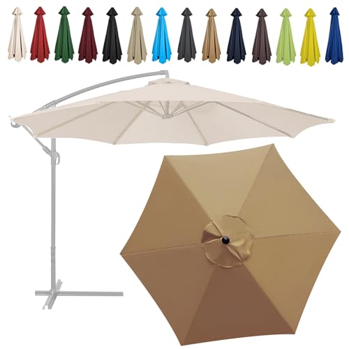 WEITINGKKK Ersetzen Sie den Sonnenschirm, Ersatz-Freiarm-Sonnenschirmdach, Mehrfarbig, 6 oder 8 Rippen, 2 m, 2,7 m, 3 m(Khaki,6 ribs-3m(9.8ft)) von WEITINGKKK