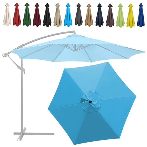 WEITINGKKK Ersetzen Sie den Sonnenschirm, Ersatz-Freiarm-Sonnenschirmdach, Mehrfarbig, 6 oder 8 Rippen, 2 m, 2,7 m, 3 m(Lake Blue,6 ribs-2m(6.5ft)) von WEITINGKKK