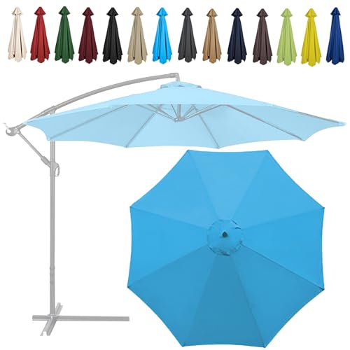 WEITINGKKK Ersetzen Sie den Sonnenschirm, Ersatz-Freiarm-Sonnenschirmdach, Mehrfarbig, 6 oder 8 Rippen, 2 m, 2,7 m, 3 m(Lake Blue,8 Ribs-2.7m(8.8ft)) von WEITINGKKK