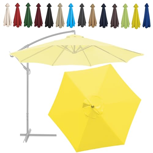 WEITINGKKK Ersetzen Sie den Sonnenschirm, Ersatz-Freiarm-Sonnenschirmdach, Mehrfarbig, 6 oder 8 Rippen, 2 m, 2,7 m, 3 m(Yellow,6 ribs-3m(9.8ft)) von WEITINGKKK