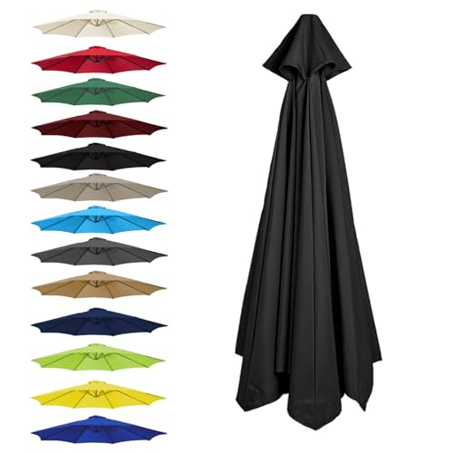 WEITINGKKK Ersetzen Sie den Sonnenschirm, Ersatz-Sonnenschirm-Überdachung, Mehrfarbig, for 6 oder 8 Rippen, mehrere Größen(Black,8 Ribs: 230CM/7.5FT) von WEITINGKKK