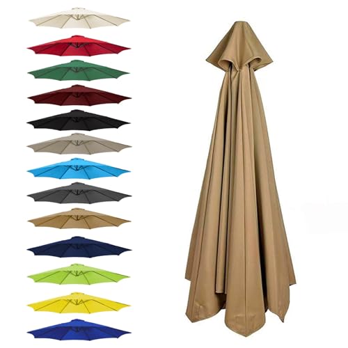 WEITINGKKK Ersetzen Sie den Sonnenschirm, Ersatz-Sonnenschirm-Überdachung, Mehrfarbig, for 6 oder 8 Rippen, mehrere Größen(Khaki,8 Ribs: 250CM/8.2FT) von WEITINGKKK