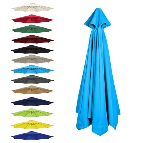 WEITINGKKK Ersetzen Sie den Sonnenschirm, Ersatz-Sonnenschirm-Überdachung, Mehrfarbig, for 6 oder 8 Rippen, mehrere Größen(Lake Blue,6 Ribs: 300CM/9.8FT) von WEITINGKKK