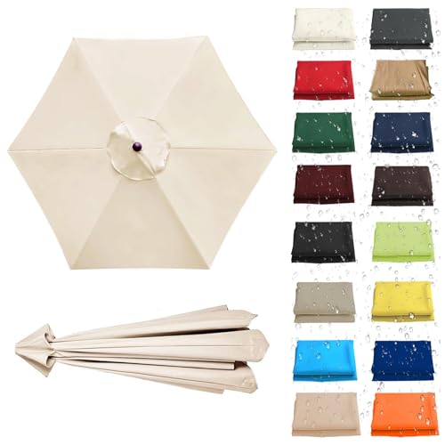 WEITINGKKK Ersetzen Sie den Sonnenschirm, Ersatz-Sonnenschirm-Überdachung, Stoffbezug for 6 oder 8 Rippen, Mehrfarbig, mehrere Größen, wasserdicht(Beige,6 Ribs: 250CM/8.2FT) von WEITINGKKK