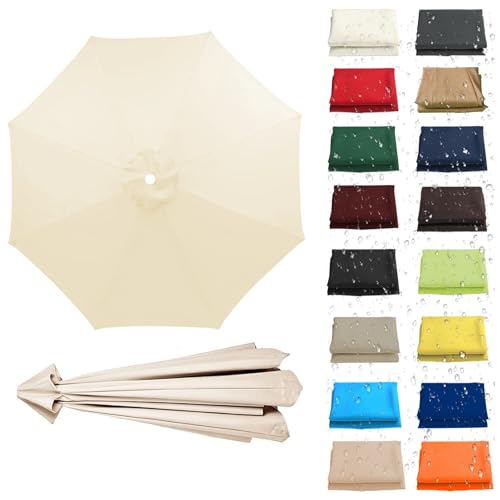 WEITINGKKK Ersetzen Sie den Sonnenschirm, Ersatz-Sonnenschirm-Überdachung, Stoffbezug for 6 oder 8 Rippen, Mehrfarbig, mehrere Größen, wasserdicht(Beige,8 Ribs: 300CM/9.8FT) von WEITINGKKK