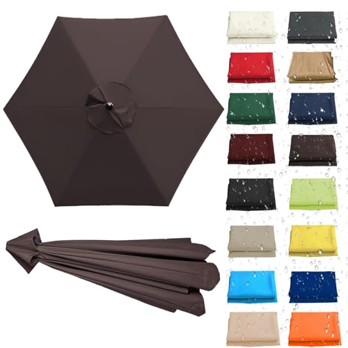 WEITINGKKK Ersetzen Sie den Sonnenschirm, Ersatz-Sonnenschirm-Überdachung, Stoffbezug for 6 oder 8 Rippen, Mehrfarbig, mehrere Größen, wasserdicht(Brown,6 Ribs: 200CM/6.5FT) von WEITINGKKK