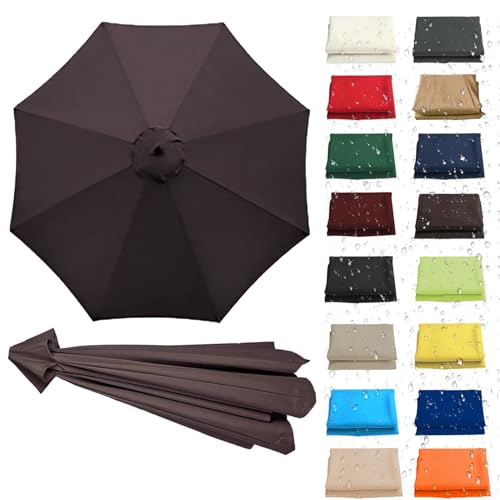 WEITINGKKK Ersetzen Sie den Sonnenschirm, Ersatz-Sonnenschirm-Überdachung, Stoffbezug for 6 oder 8 Rippen, Mehrfarbig, mehrere Größen, wasserdicht(Brown,8 Ribs: 200CM/6.5FT) von WEITINGKKK