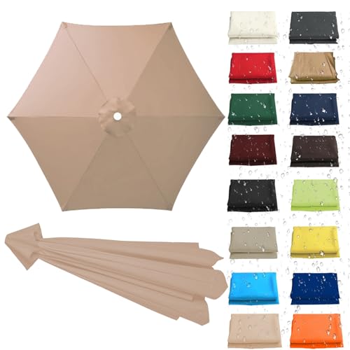 WEITINGKKK Ersetzen Sie den Sonnenschirm, Ersatz-Sonnenschirm-Überdachung, Stoffbezug for 6 oder 8 Rippen, Mehrfarbig, mehrere Größen, wasserdicht(Champagne,6 Ribs: 250CM/8.2FT) von WEITINGKKK