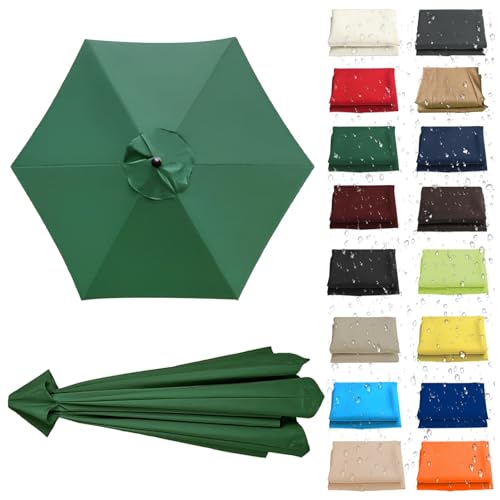 WEITINGKKK Ersetzen Sie den Sonnenschirm, Ersatz-Sonnenschirm-Überdachung, Stoffbezug for 6 oder 8 Rippen, Mehrfarbig, mehrere Größen, wasserdicht(Green,6 Ribs: 270CM/8.8FT) von WEITINGKKK