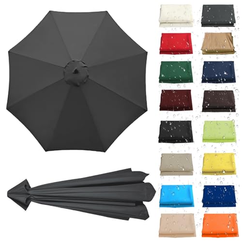 WEITINGKKK Ersetzen Sie den Sonnenschirm, Ersatz-Sonnenschirm-Überdachung, Stoffbezug for 6 oder 8 Rippen, Mehrfarbig, mehrere Größen, wasserdicht(Grey,8 Ribs: 300CM/9.8FT) von WEITINGKKK