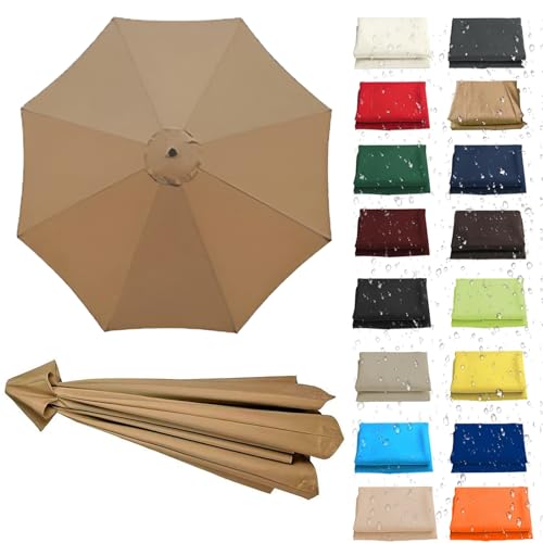 WEITINGKKK Ersetzen Sie den Sonnenschirm, Ersatz-Sonnenschirm-Überdachung, Stoffbezug for 6 oder 8 Rippen, Mehrfarbig, mehrere Größen, wasserdicht(Khaki,8 Ribs: 270CM/8.8FT) von WEITINGKKK