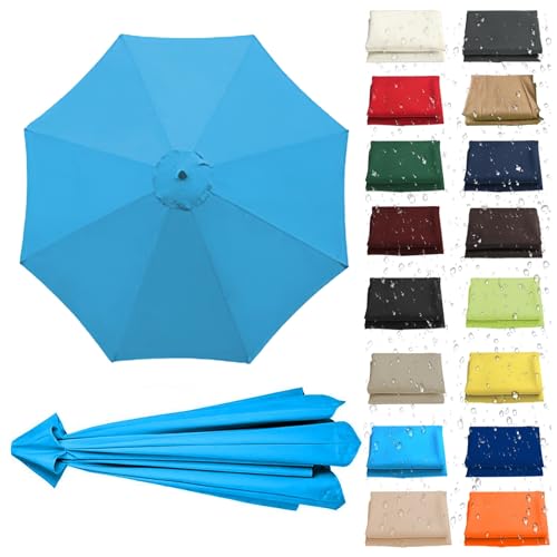 WEITINGKKK Ersetzen Sie den Sonnenschirm, Ersatz-Sonnenschirm-Überdachung, Stoffbezug for 6 oder 8 Rippen, Mehrfarbig, mehrere Größen, wasserdicht(Lake Blue,8 Ribs: 250CM/8.2FT) von WEITINGKKK
