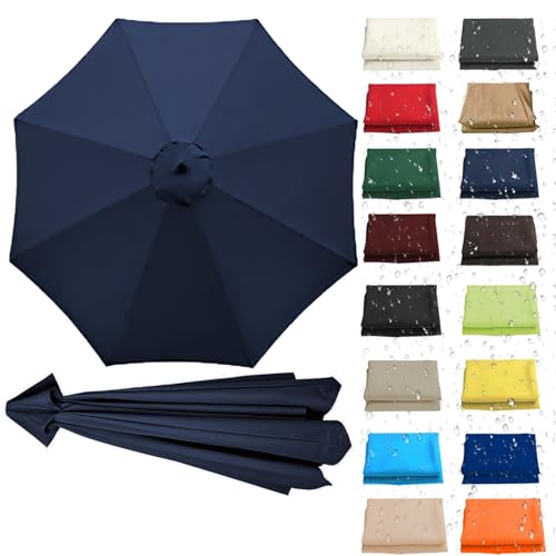 WEITINGKKK Ersetzen Sie den Sonnenschirm, Ersatz-Sonnenschirm-Überdachung, Stoffbezug for 6 oder 8 Rippen, Mehrfarbig, mehrere Größen, wasserdicht(Navy Blue,8 Ribs: 300CM/9.8FT) von WEITINGKKK