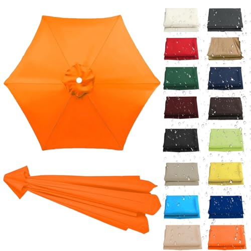 WEITINGKKK Ersetzen Sie den Sonnenschirm, Ersatz-Sonnenschirm-Überdachung, Stoffbezug for 6 oder 8 Rippen, Mehrfarbig, mehrere Größen, wasserdicht(Orange,6 Ribs: 250CM/8.2FT) von WEITINGKKK