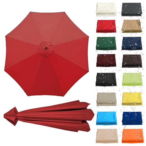 WEITINGKKK Ersetzen Sie den Sonnenschirm, Ersatz-Sonnenschirm-Überdachung, Stoffbezug for 6 oder 8 Rippen, Mehrfarbig, mehrere Größen, wasserdicht(Red,8 Ribs: 270CM/8.8FT) von WEITINGKKK