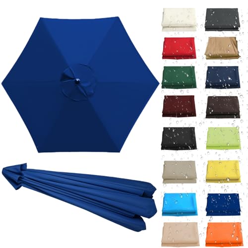 WEITINGKKK Ersetzen Sie den Sonnenschirm, Ersatz-Sonnenschirm-Überdachung, Stoffbezug for 6 oder 8 Rippen, Mehrfarbig, mehrere Größen, wasserdicht(Sapphire,6 Ribs: 270CM/8.8FT) von WEITINGKKK