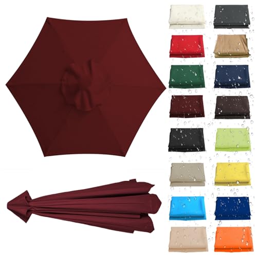 WEITINGKKK Ersetzen Sie den Sonnenschirm, Ersatz-Sonnenschirm-Überdachung, Stoffbezug for 6 oder 8 Rippen, Mehrfarbig, mehrere Größen, wasserdicht(Wine Red,6 Ribs: 200CM/6.5FT) von WEITINGKKK