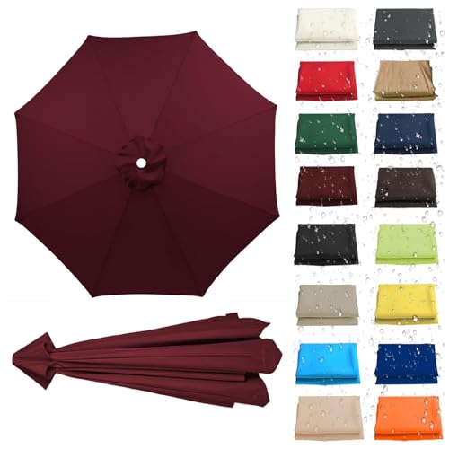 WEITINGKKK Ersetzen Sie den Sonnenschirm, Ersatz-Sonnenschirm-Überdachung, Stoffbezug for 6 oder 8 Rippen, Mehrfarbig, mehrere Größen, wasserdicht(Wine Red,8 Ribs: 270CM/8.8FT) von WEITINGKKK