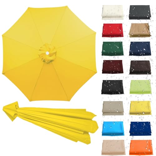 WEITINGKKK Ersetzen Sie den Sonnenschirm, Ersatz-Sonnenschirm-Überdachung, Stoffbezug for 6 oder 8 Rippen, Mehrfarbig, mehrere Größen, wasserdicht(Yellow,8 Ribs: 270CM/8.8FT) von WEITINGKKK