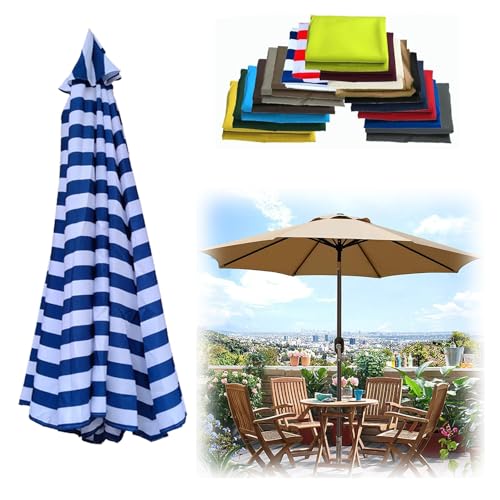 WEITINGKKK Ersetzen Sie den Sonnenschirm, Ersatz-Sonnenschirmdach for 6 oder 8 Arme, Mehrfarbig, mehrere Größen(Blue+White,8 Ribs: 230CM/7.5FT) von WEITINGKKK