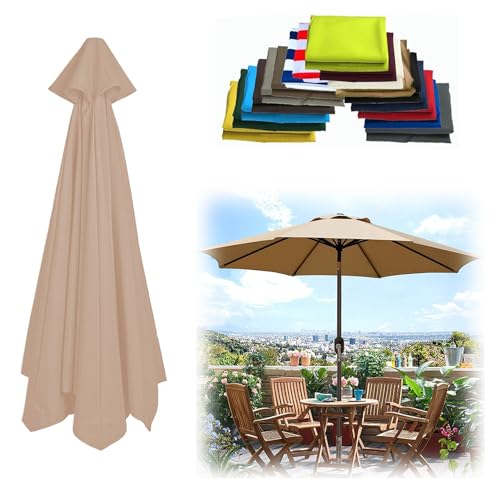 WEITINGKKK Ersetzen Sie den Sonnenschirm, Ersatz-Sonnenschirmdach for 6 oder 8 Arme, Mehrfarbig, mehrere Größen(Champagne,6 Ribs: 300CM/9.8FT) von WEITINGKKK