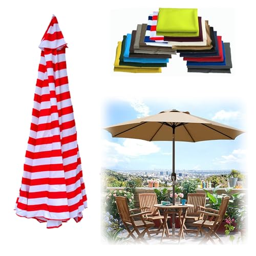 WEITINGKKK Ersetzen Sie den Sonnenschirm, Ersatz-Sonnenschirmdach for 6 oder 8 Arme, Mehrfarbig, mehrere Größen(Red+White,8 Ribs: 200CM/6.5FT) von WEITINGKKK